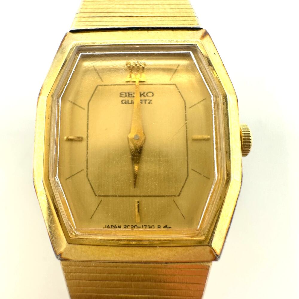Seiko vintage ladies 2C20-5840 Quartz gold octagonal dial stainless steel watch
